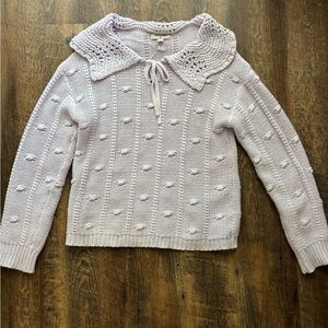 Sandy Liang Light Purple  Cottagecore Knit Sweater